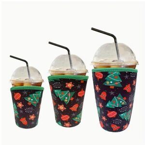 NEW! Trendy Set of THREE Neoprene Iced Coffee Sleeves Tall Grande Venti Starbuck